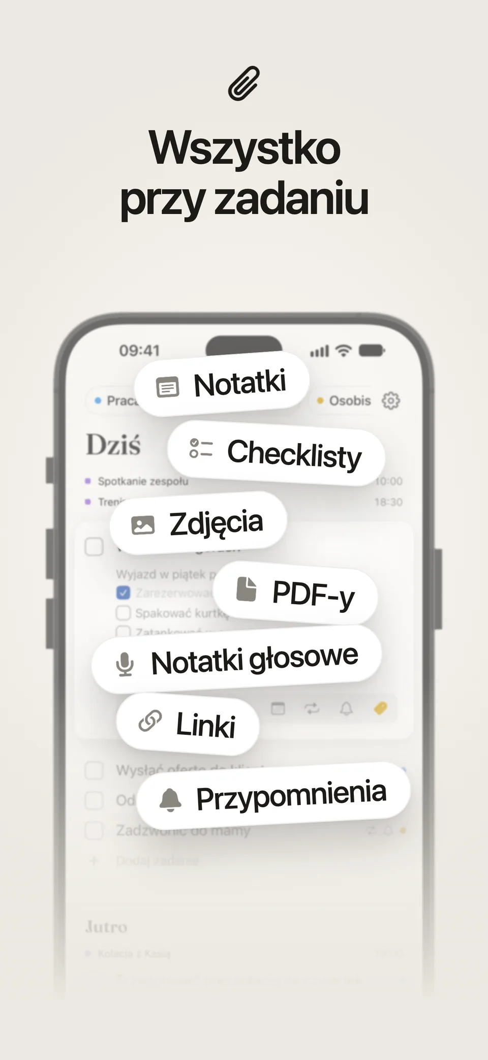 Co mieści zadanie w Lumiri Todo: notatki, checklisty, zdjęcia, PDF-y, notatki głosowe, linki i przypomnienia